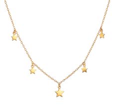 Star charm necklace for women, Dainty brass 22k gold plated jewelry, Handmade jewelry